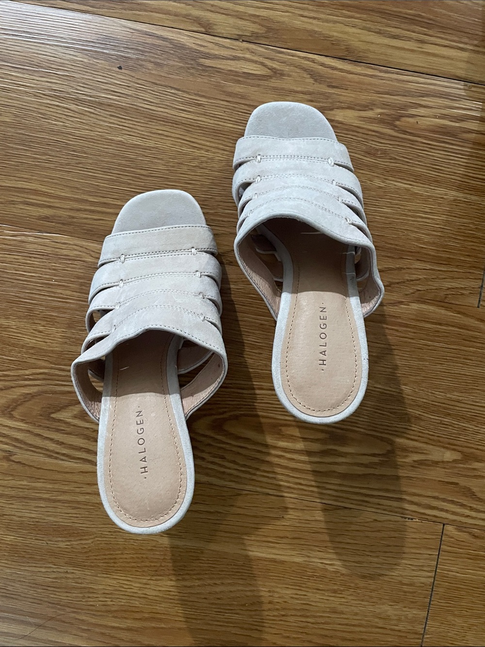 Halogen Beige Suede Slide Mules for Women